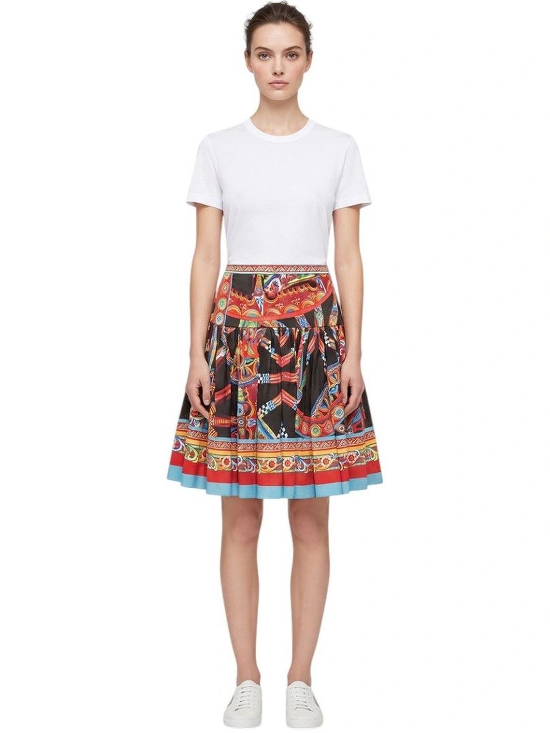 Dolce & Gabbana Women Cotton Geometric Knee Length Flared Skirt-picture-14
