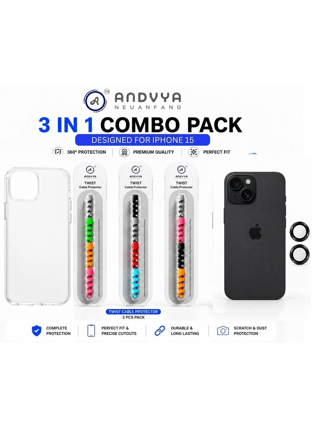 ANDVYA Solid Printed iPhone 15 Back Case Mobile Accessories-picture-32