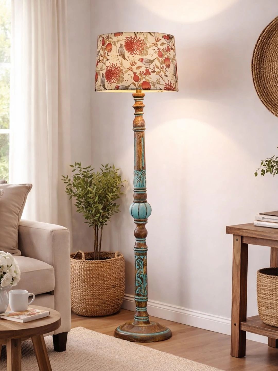 Decorcity Floral Printed Wooden Floor Lamps-picture-17