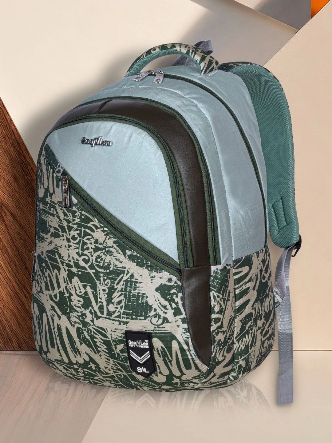 Seenlee Women Alphanumeric Backpack with Compression Straps-image-2