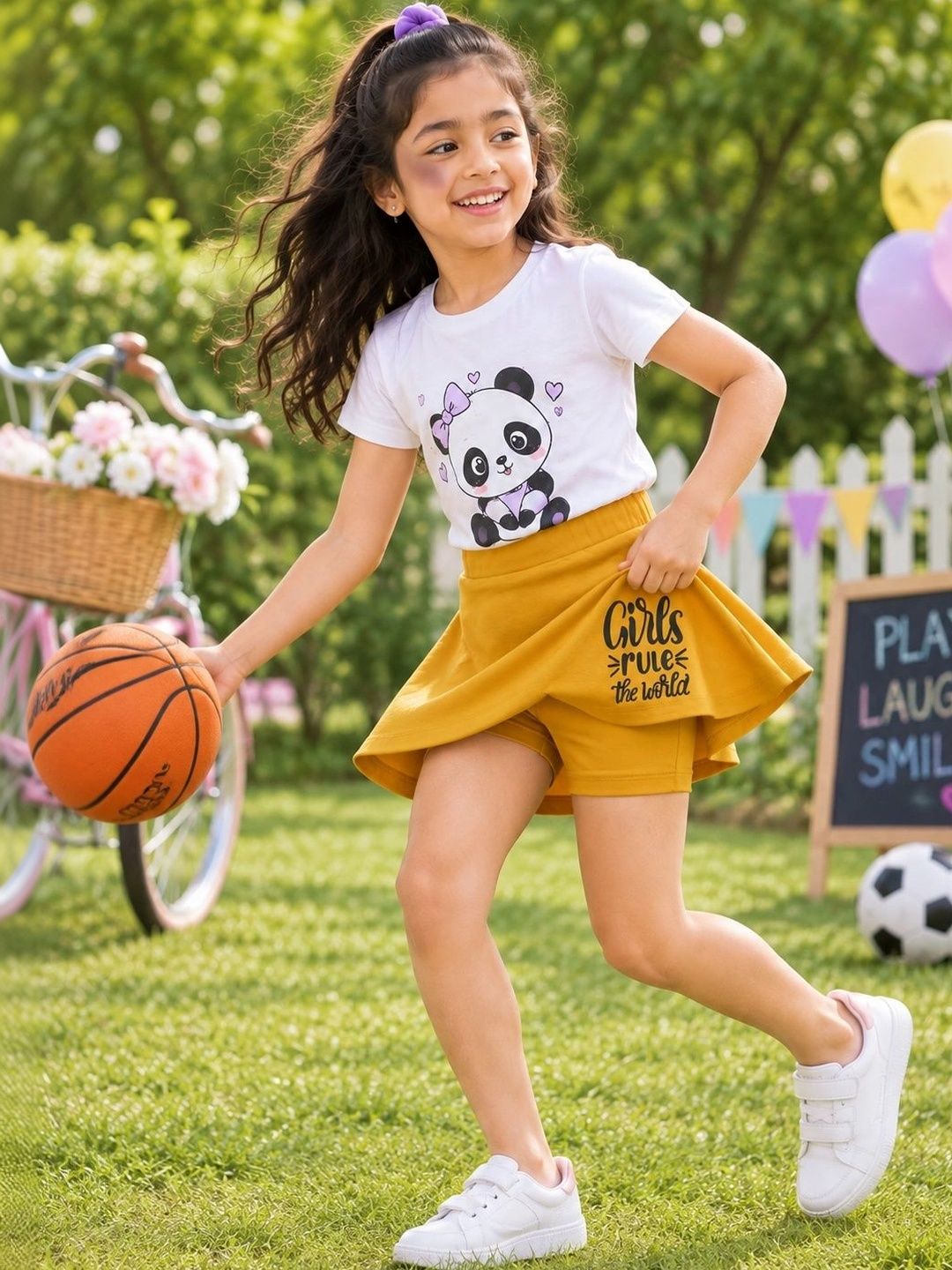 FAZZA Girls Graphic Typography or Slogan Print Mini Flared Skirt-picture-42