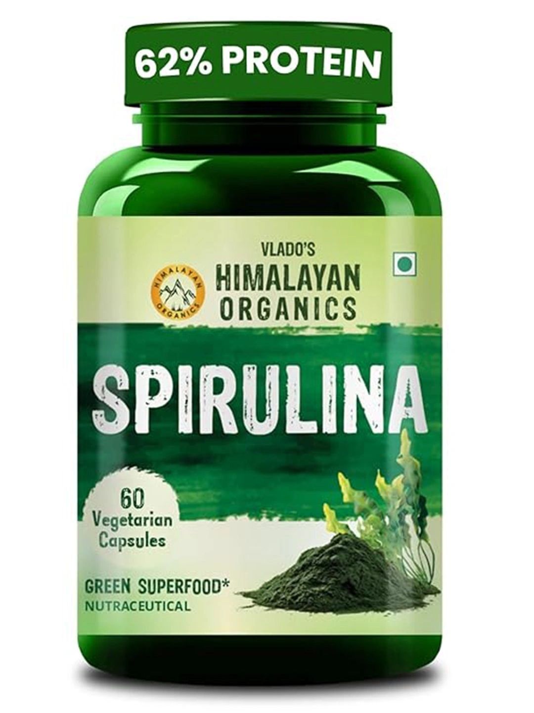 Vlados Himalayan Organics Spirulina 2000mg Green Superfood - 60 Veg Capsules-image-12