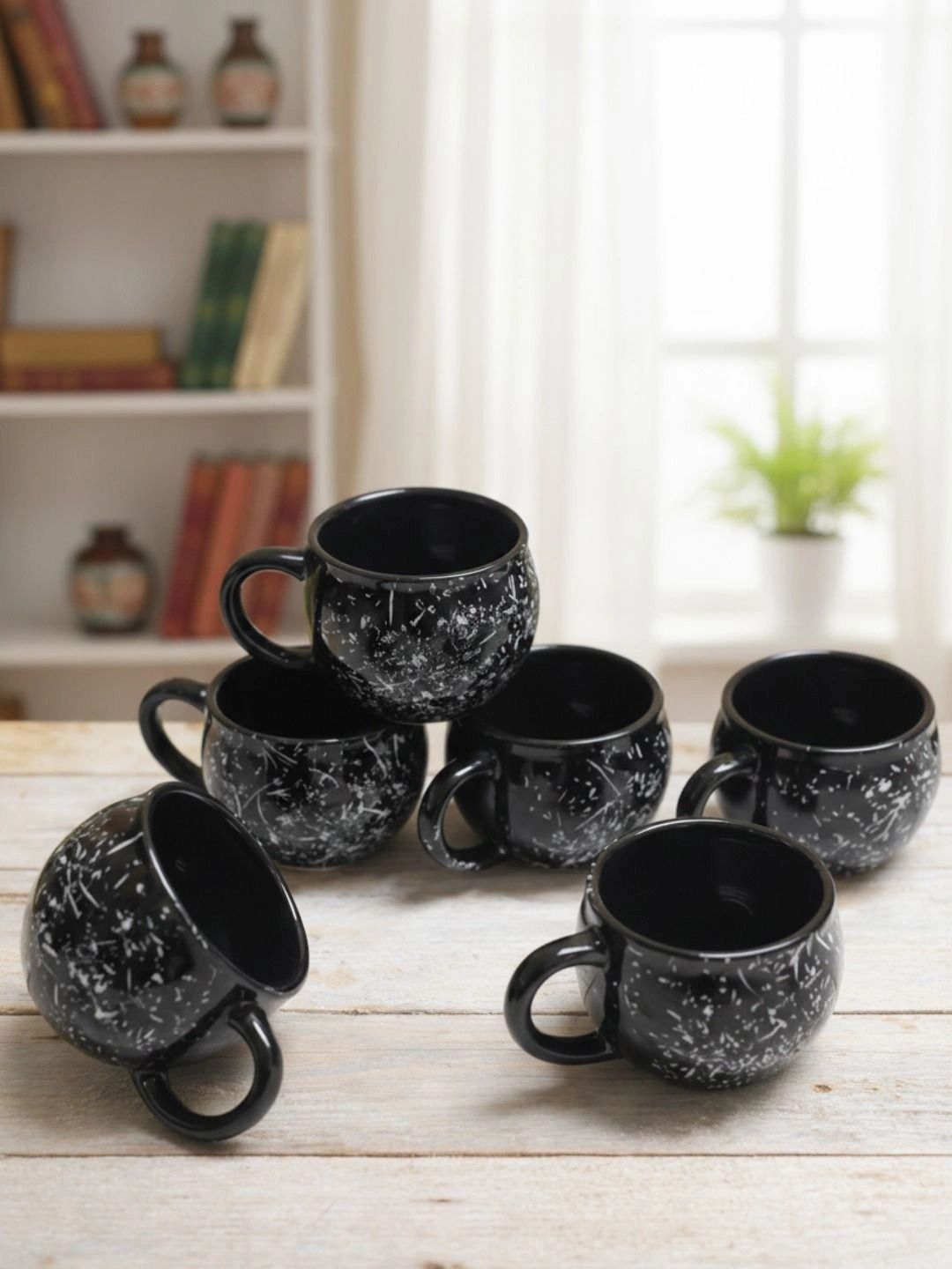Love Unlimited Black Printed Solid Ceramic Glossy Cups Set of Cups and Mugs-picture-41