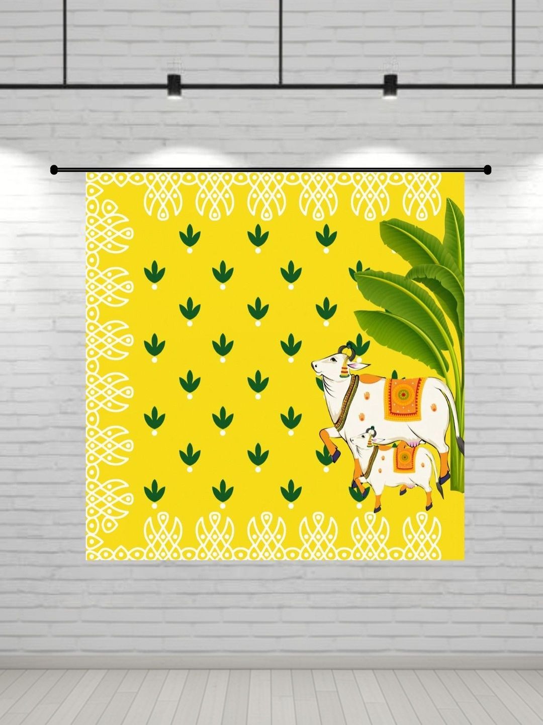 DHARA CREATION Yellow & Green Printed Festive Backdrop Decor-picture-34