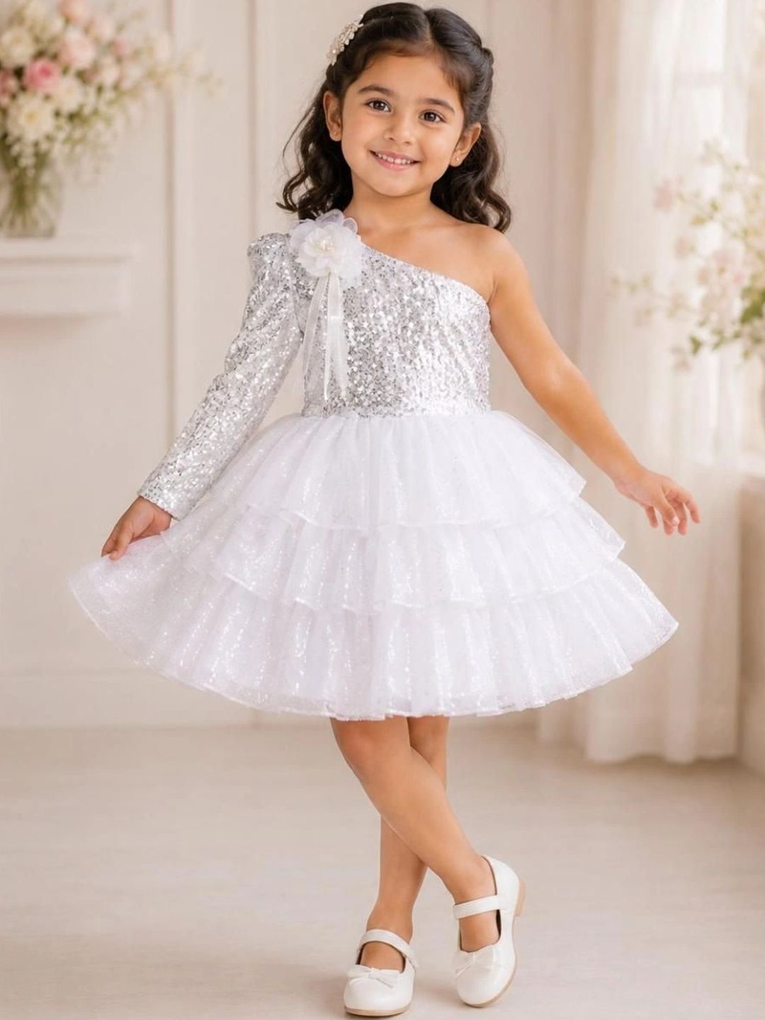 Dripteen Embellished Ruffled A-Line Dress-image-10