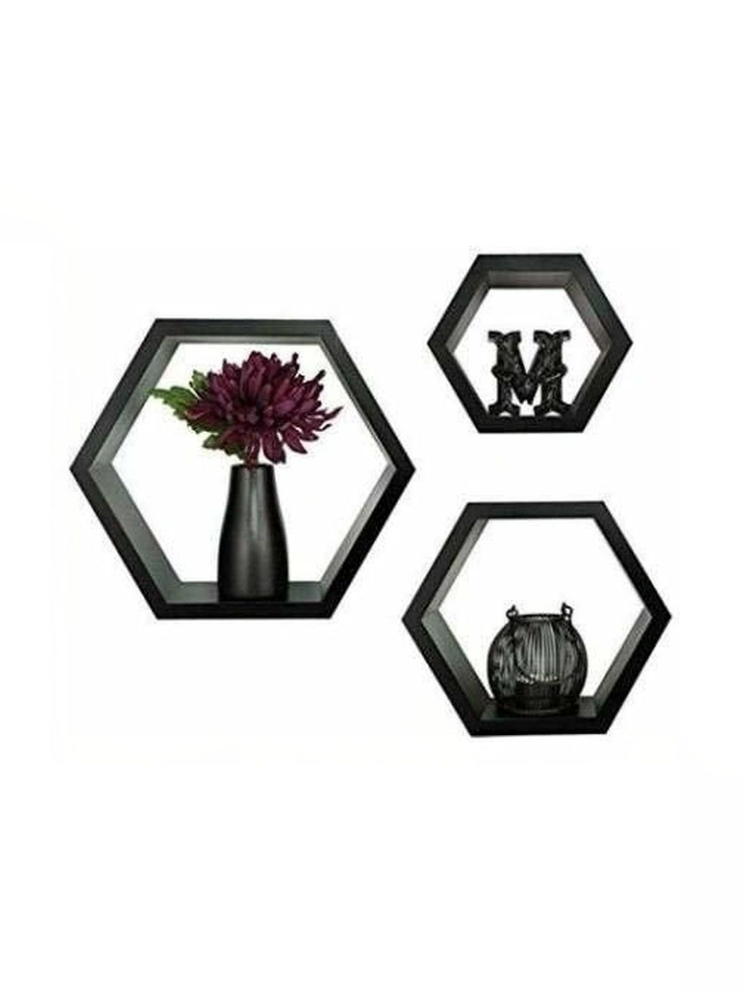 TFS TRADERS Black & White MDF Wall Shelf with Keyholders-picture-29