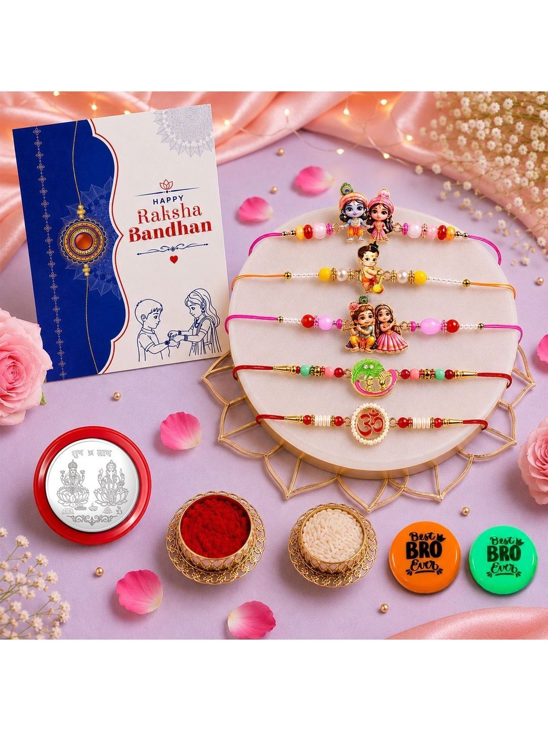 Myntra Elegant Homes Set of 11 Rakhi Gift Set With Greeting Card & Roli Chawal-picture-53