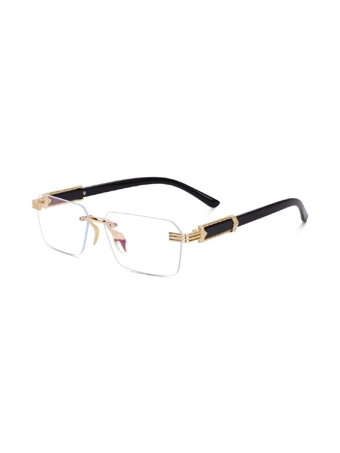 AKAYI Unisex Clear Lens & Gold-Toned Rectangle Sunglasses with-picture-13