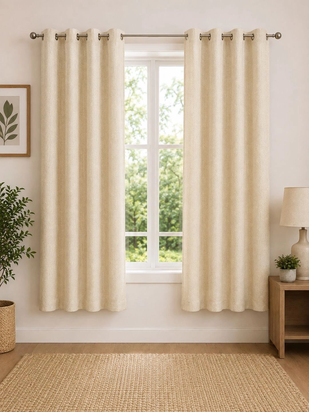 THE CONVERSION Cream-Coloured Set of 2 Room Darkening Window Curtain-picture-12