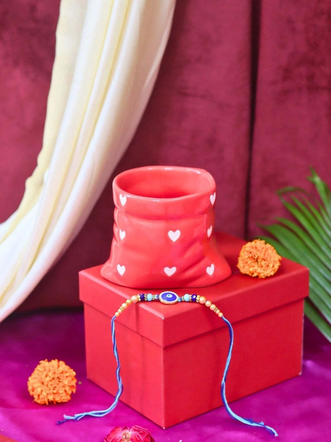 WEAVING HOMES Red & White Handcrafted and Hand Painted Printed Ceramic Glossy Mugs Set of Cups and Mugs-picture-17