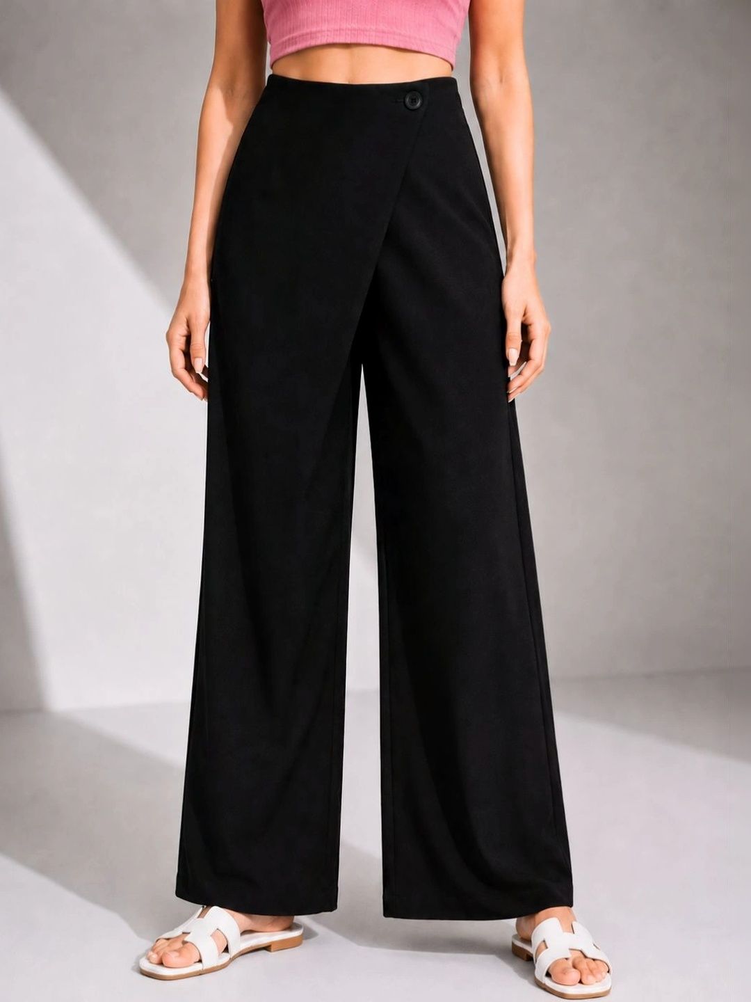 AIOQ Women Relaxed High-Rise Wrinkle Free Trousers-image-32