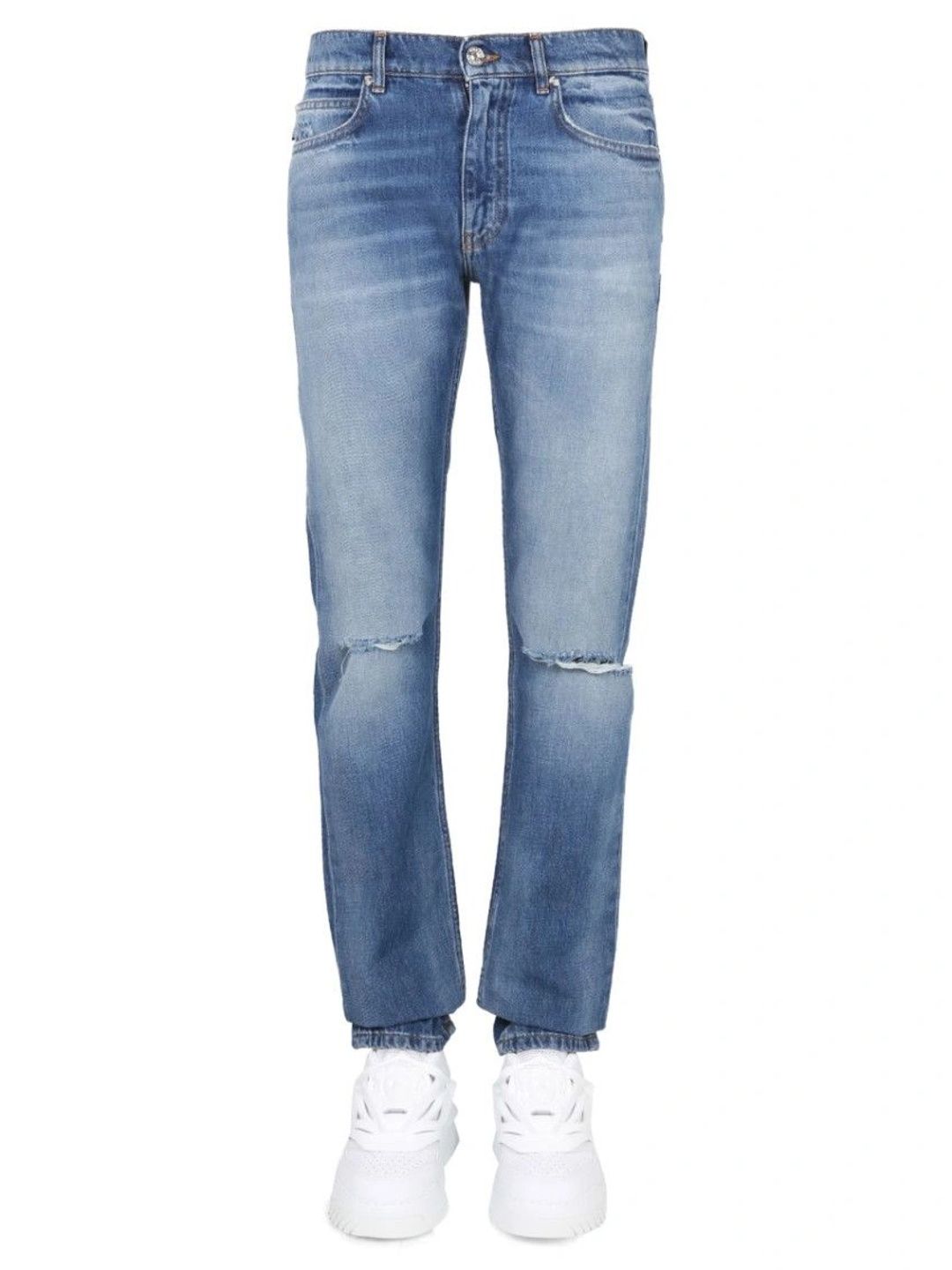 Versace Men Straight Fit Mid-Rise Low Distress Jeans-picture-17