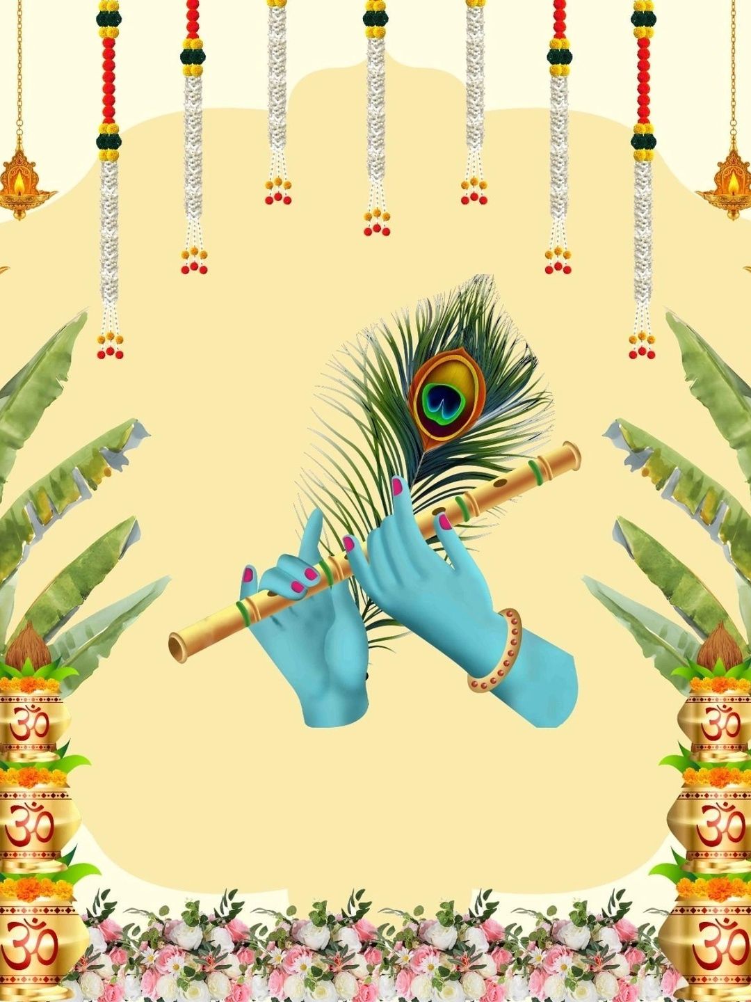 DHARA CREATION Yellow & Blue Krishna Printed Wall Decor-picture-54