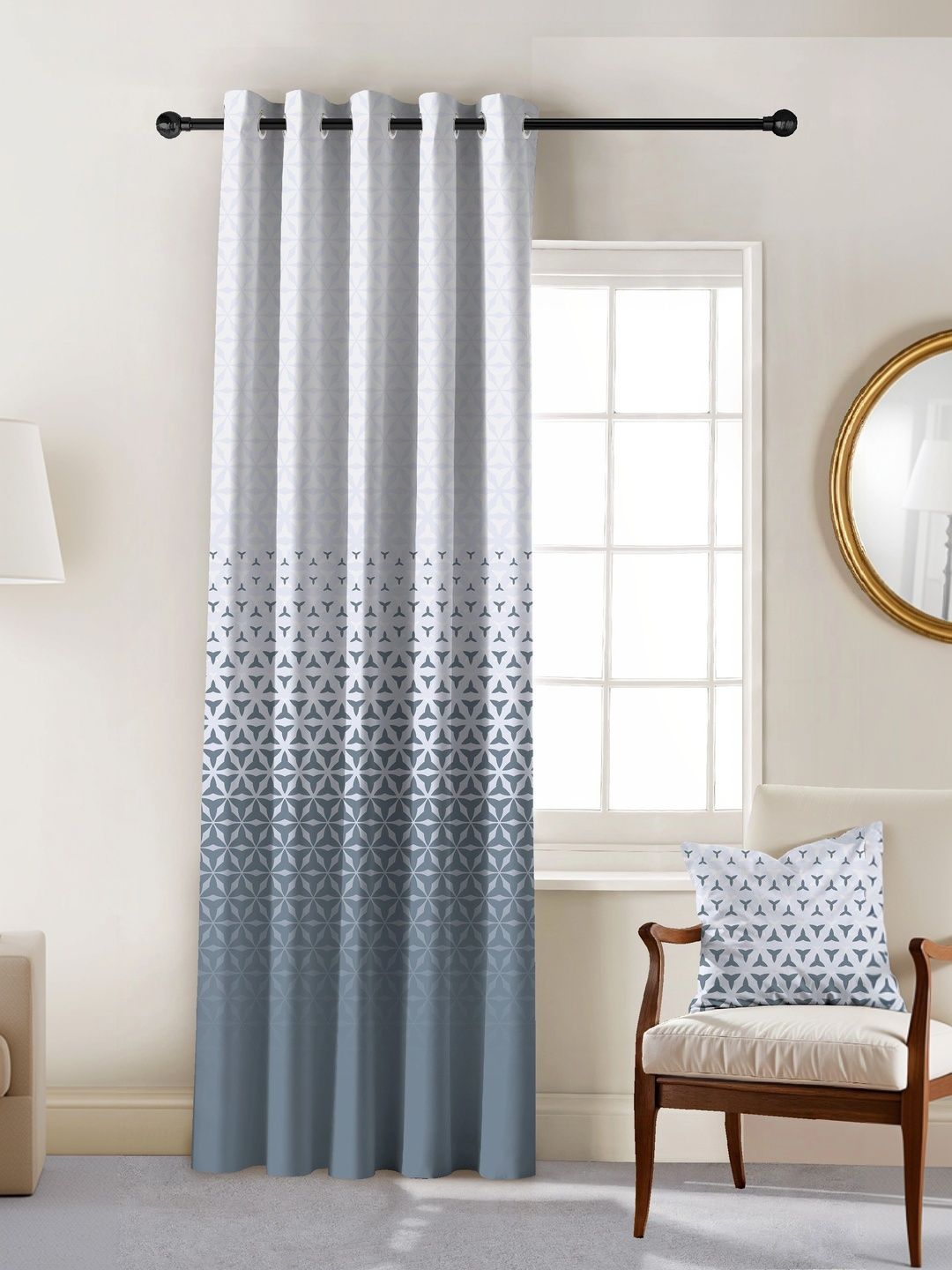 Nefertiti Home Blue Geometric Room Darkening Door Curtain-picture-37