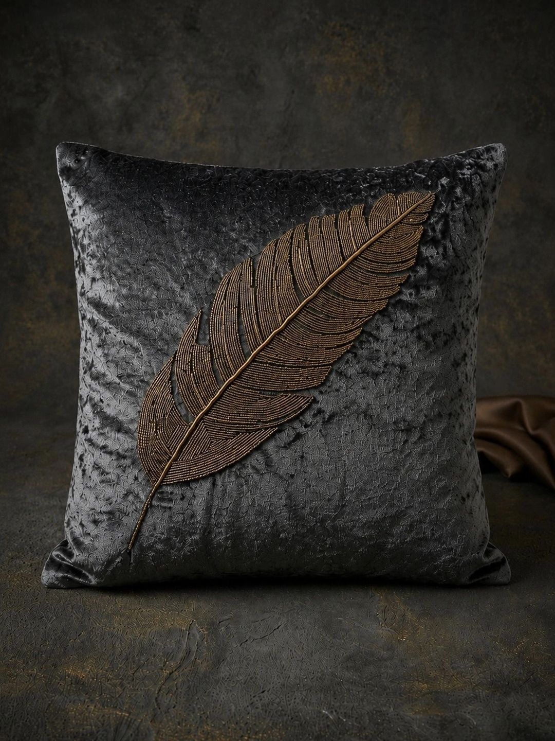 VORNEXA Grey Velvet Square Cushion Covers-image-44