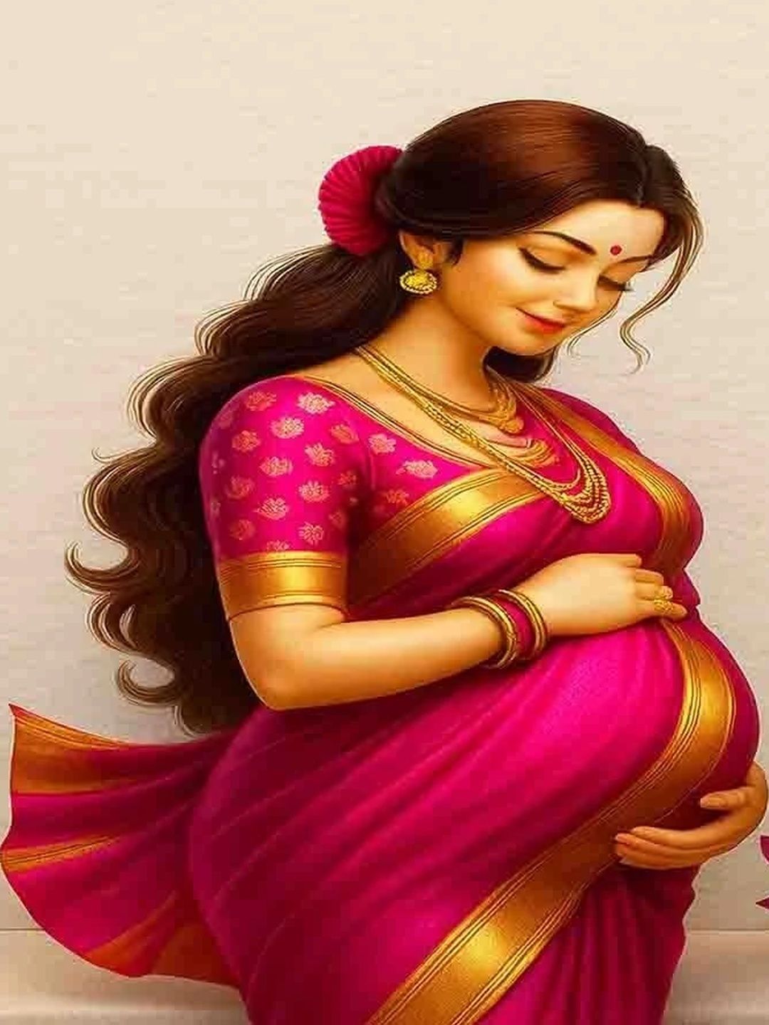 DHARA CREATION Pink Godhbharai Printed Wall Decor-picture-40