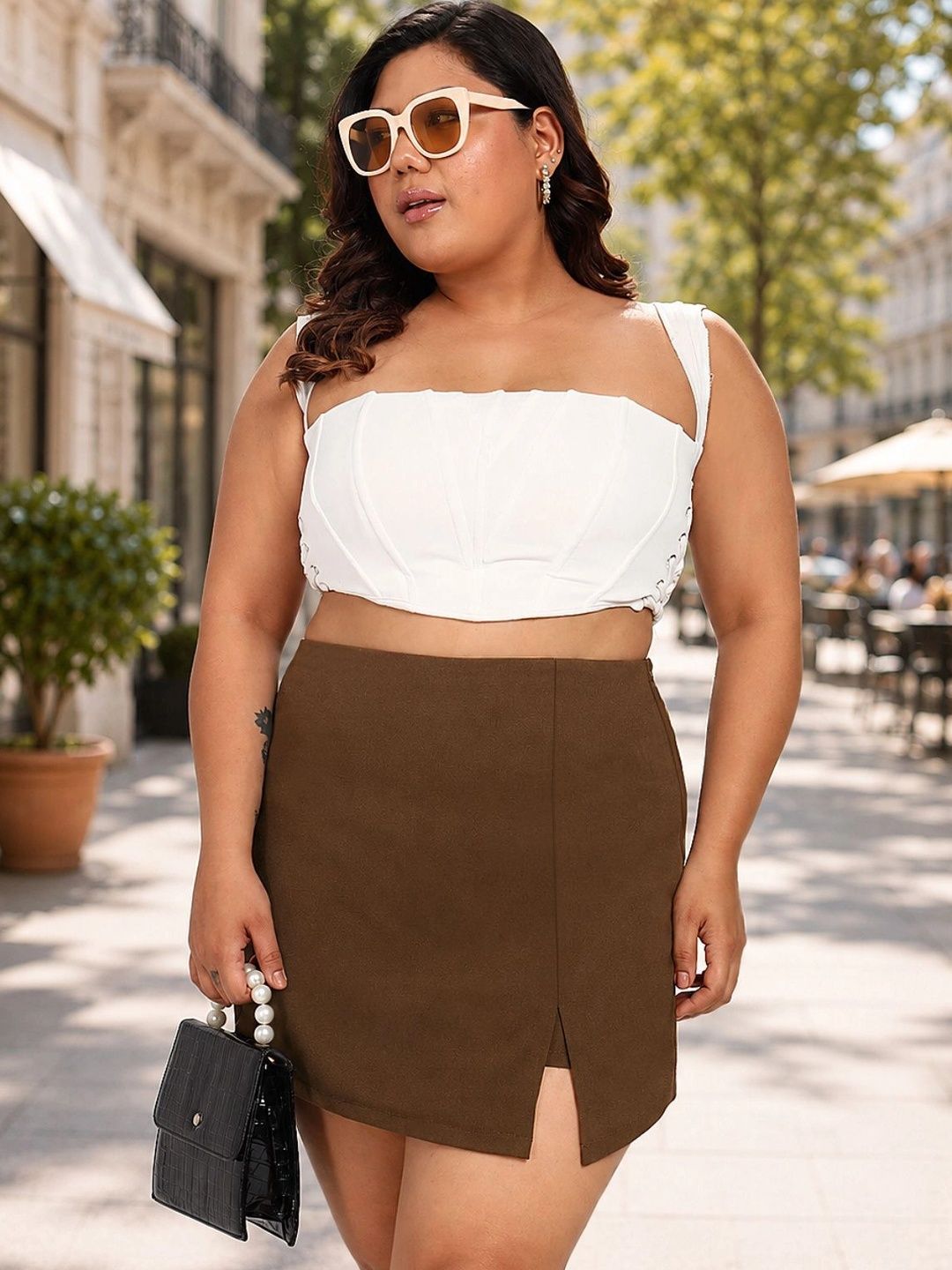 wild U Women Front Slit Mini Straight Skirt-picture-48