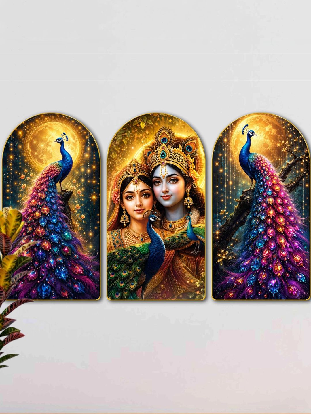 SAF Gold-Toned & Black Set of 3 Piece MDF Religious Wall Paintings-picture-44