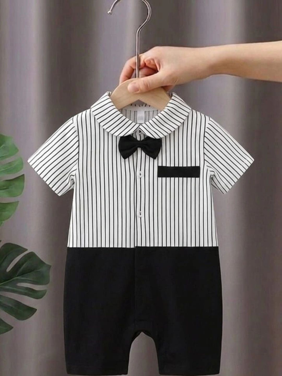 NEMI CREATION Infants Striped Cotton Peter Pan Collar Rompers-picture-50