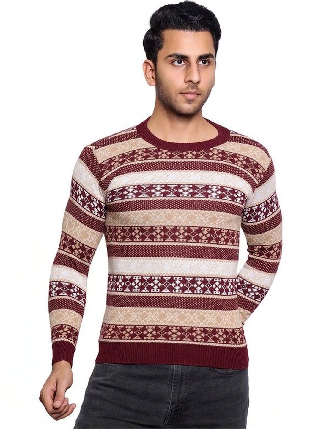 Grand Line Men Fair Isle Striped Pullover-picture-24