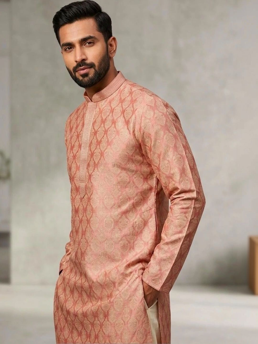 CF COMFORTFIRST Men Ethnic Motifs Embroidered Regular Thread Work Kurta with Trousers-picture-49