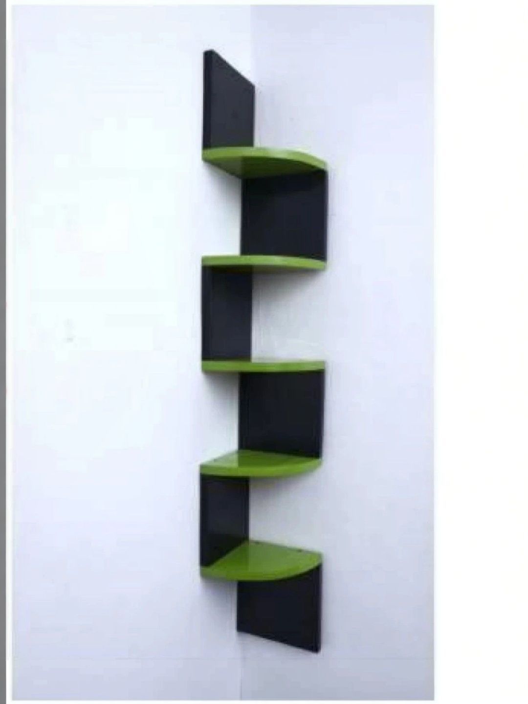 TFS TRADERS Black & Green MDF Corner Wall Shelf-picture-19