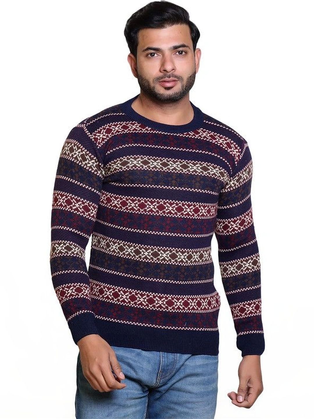 Grand Line Men Fair Isle Printed Pullover-picture-29