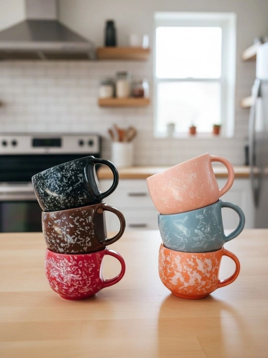 Love Unlimited Multicoloured Printed Solid Ceramic Glossy Cups Set of Cups and Mugs-picture-45