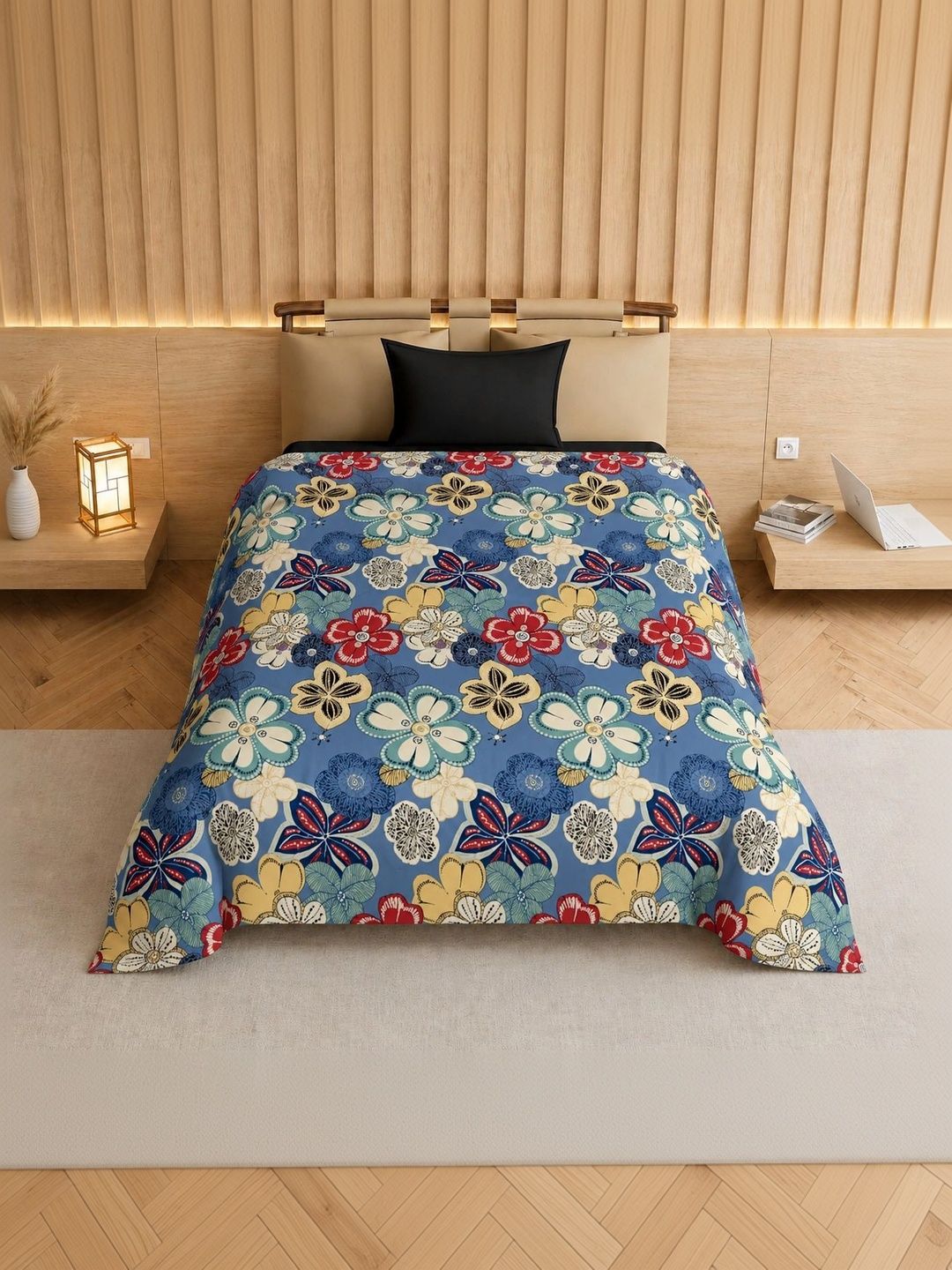 TINDLER KNOTS Blue Floral Printed Single Duvet Cover-picture-33