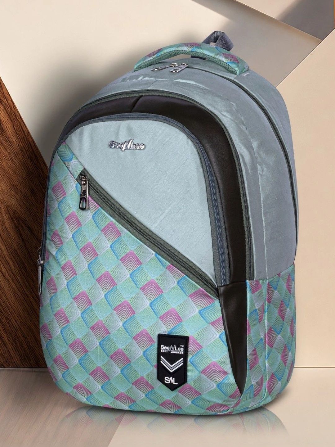 Seenlee Women Geometric Backpack with Compression Straps-image-21