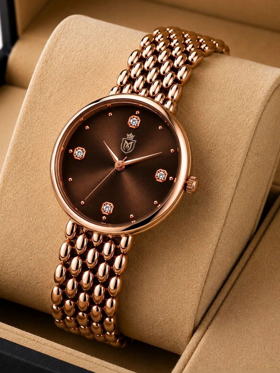 Moover Women Dial & Bracelet Style Straps Analogue Watch EDW-Copper Brown-0J1-image-28