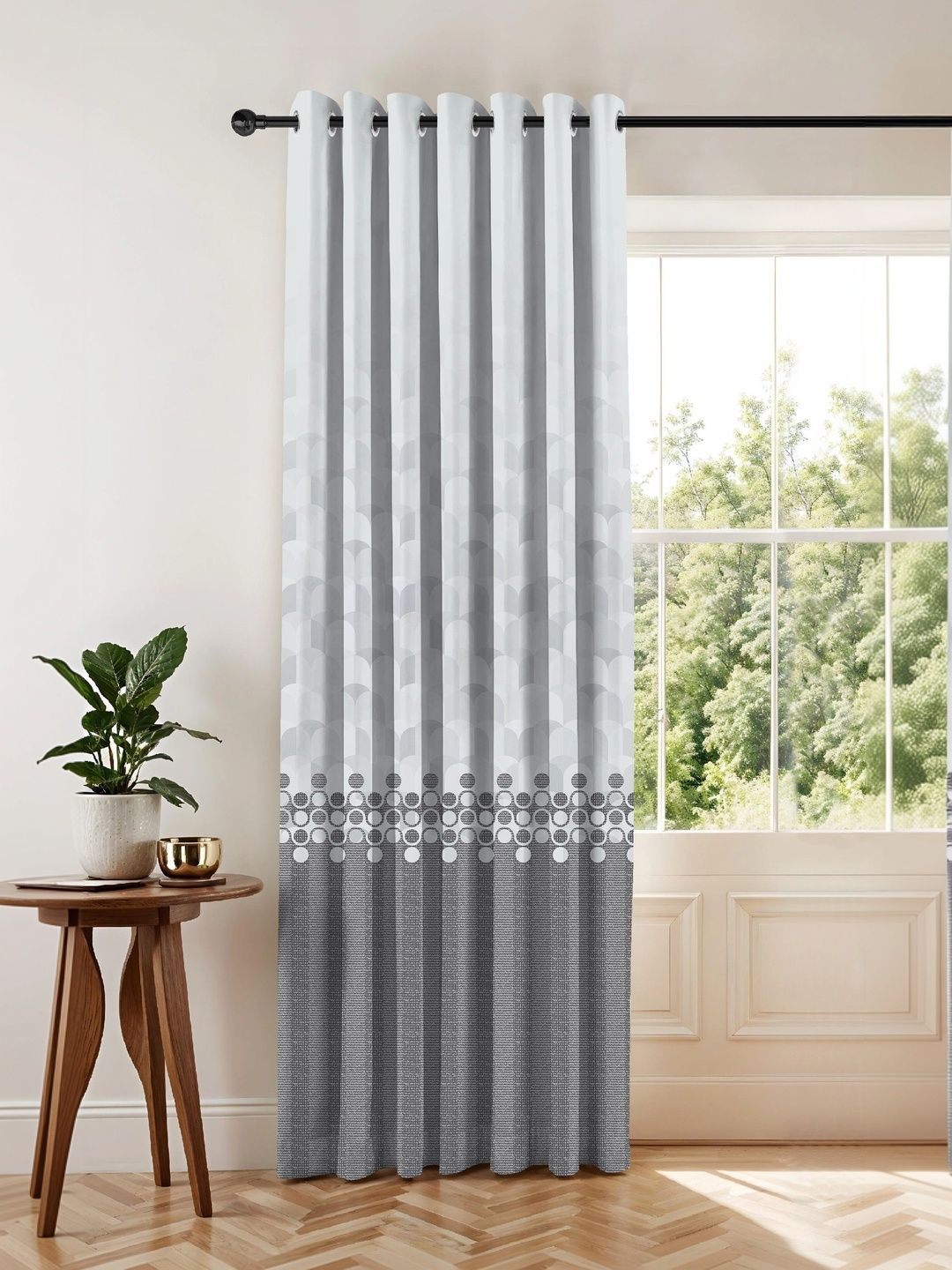 Nefertiti Home Grey Geometric Room Darkening Door Curtain-picture-33
