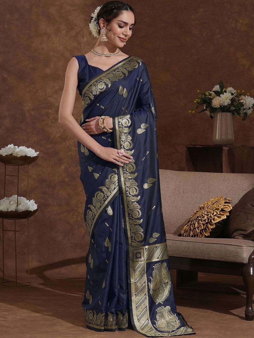 SAARA Woven Design Silk Blend Saree-picture-48