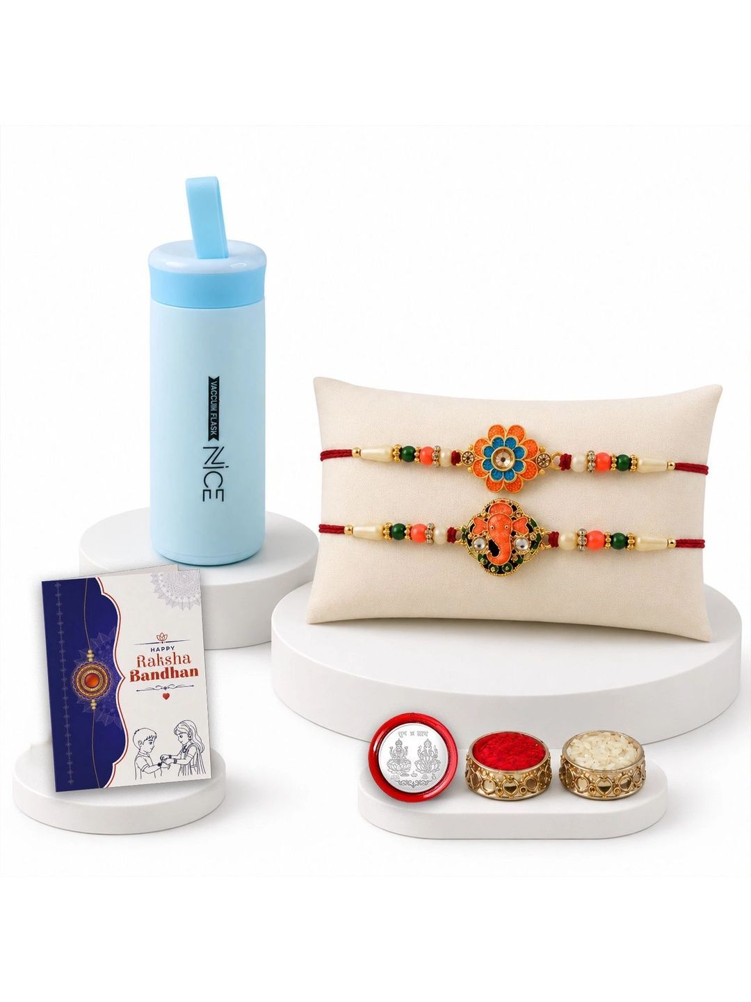 Myntra Elegant Homes Set of 7 Rakhi Gift Set With Silver Coin, Greeting Card & Roli Chawal-picture-28