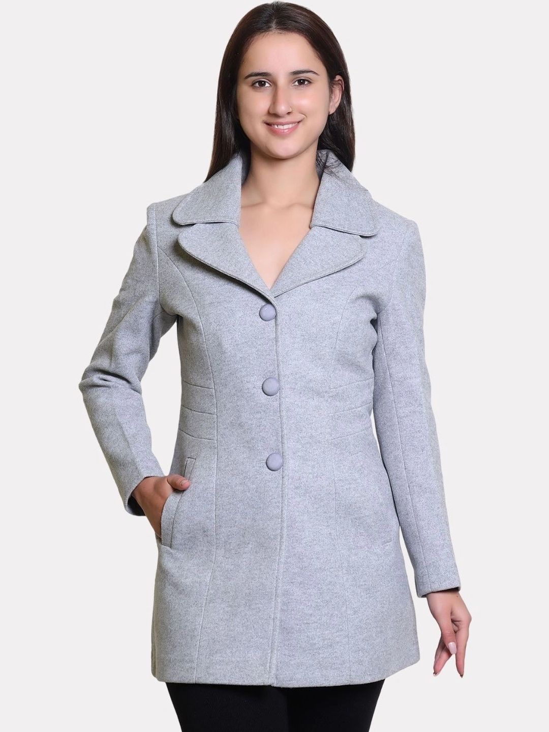 TROO BLUE Single Breasted Notched Lapel Collar Overcoat-picture-22