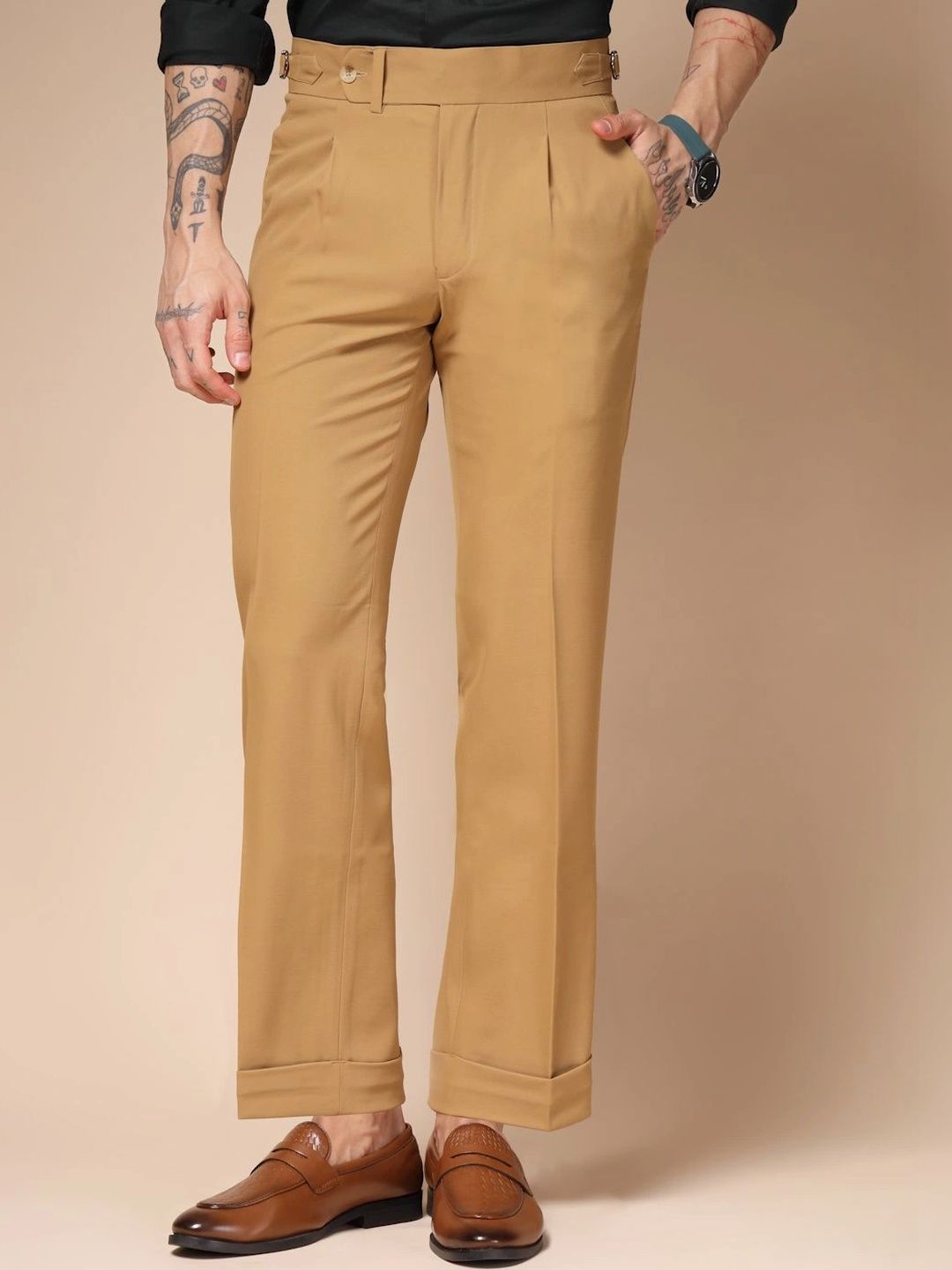 Italian Vega Men High-Rise Wrinkle Free Pleated Trousers-picture-22