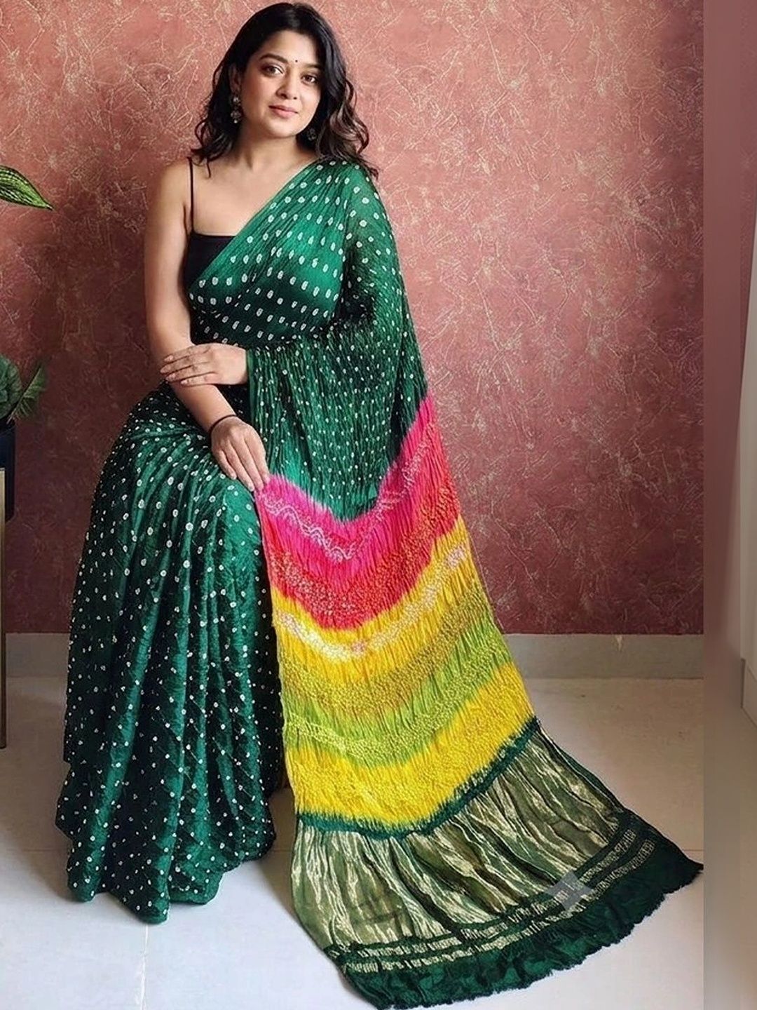 Glorisa Bandhani Zari Pure Silk Banarasi Saree-image-23