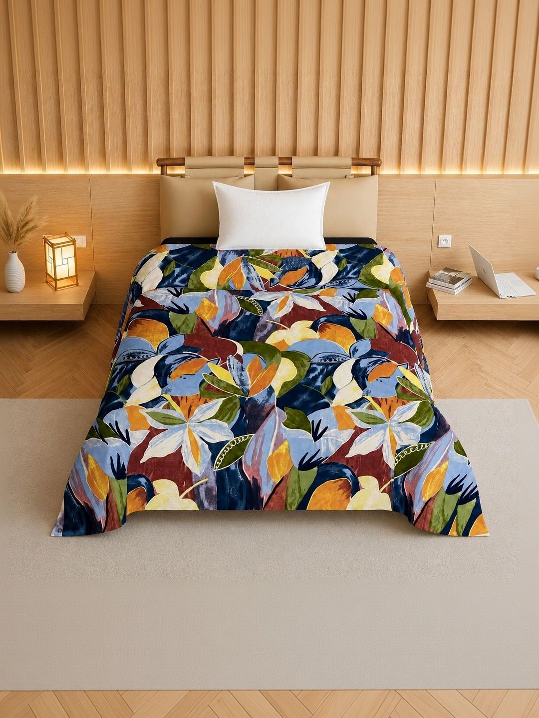 TINDLER KNOTS Blue & Green Floral Printed Single Duvet Cover-picture-12