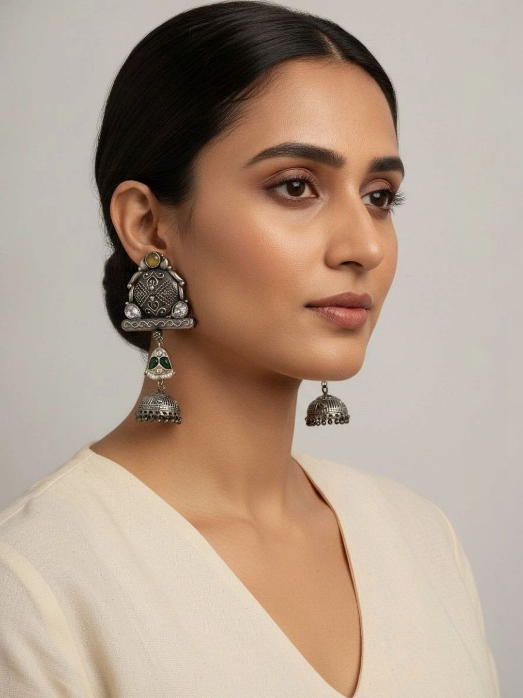 9ROCK Geometric Jhumkas Earrings-picture-37