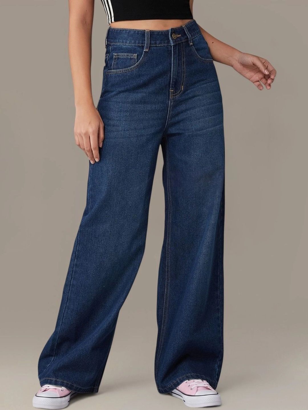 DOLCE CRUDO Women Wide Leg High-Rise Jeans-picture-19