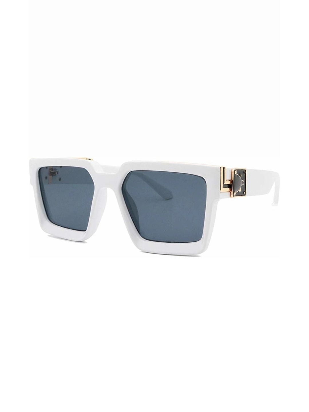 AKAYI Unisex Black Lens & White Square Sunglasses with-picture-41