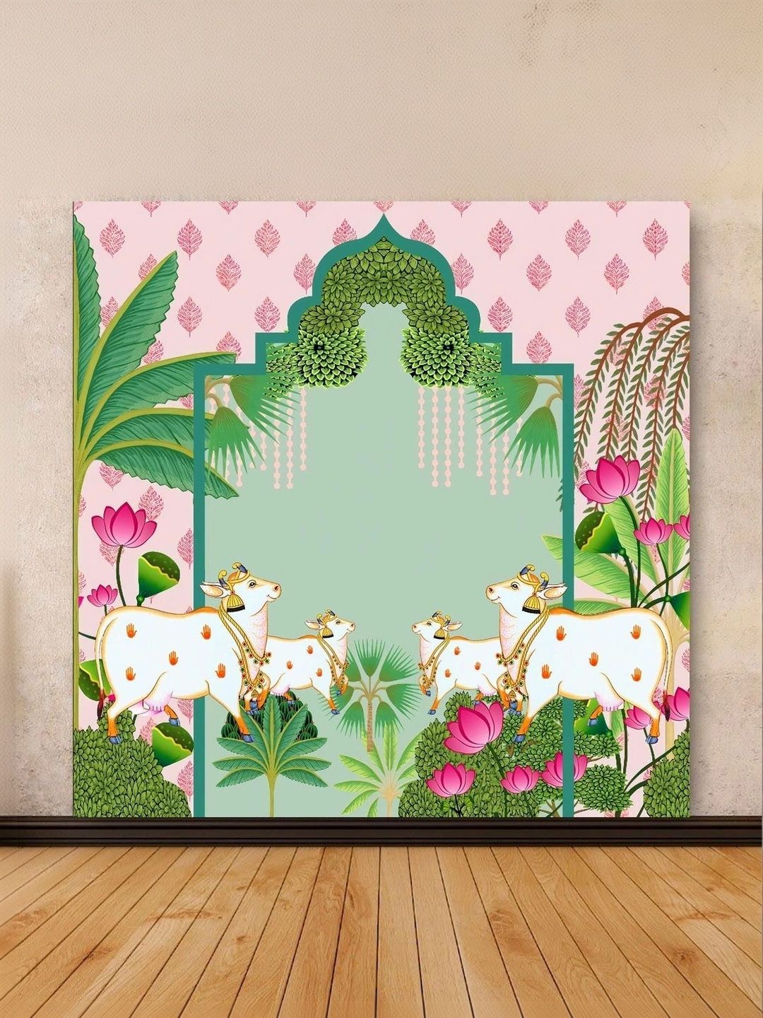 DHARA CREATION Pink & Green Printed Wall Decor-picture-30