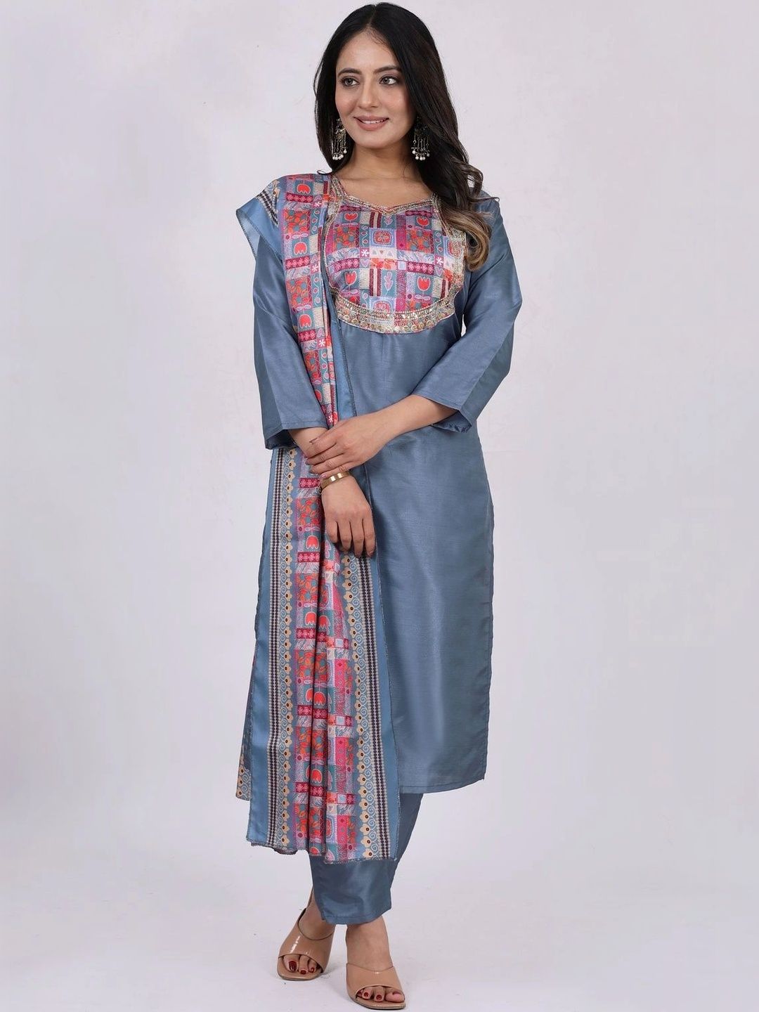 Sangria Women Ethnic Motifs Regular Kurta with Trousers & With Dupatta-picture-34