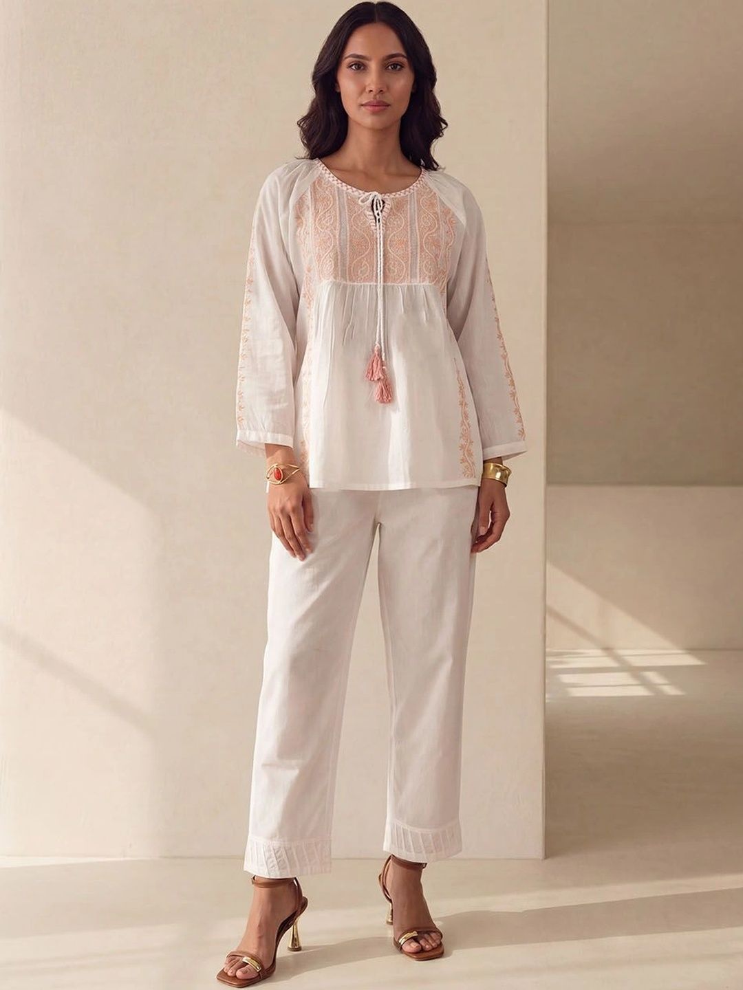 House of Chikankari Embroidered Ethnic Cotton Top-picture-39