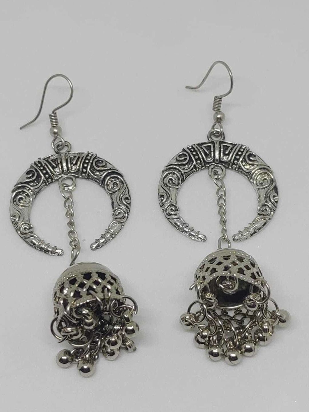 Nityakshi Crescent Shaped Jhumkas Earrings-picture-11