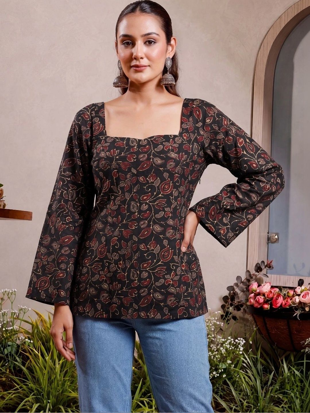 Anouk Botanical Printed Square Neck Pure Cotton Handloom Kurti-picture-13