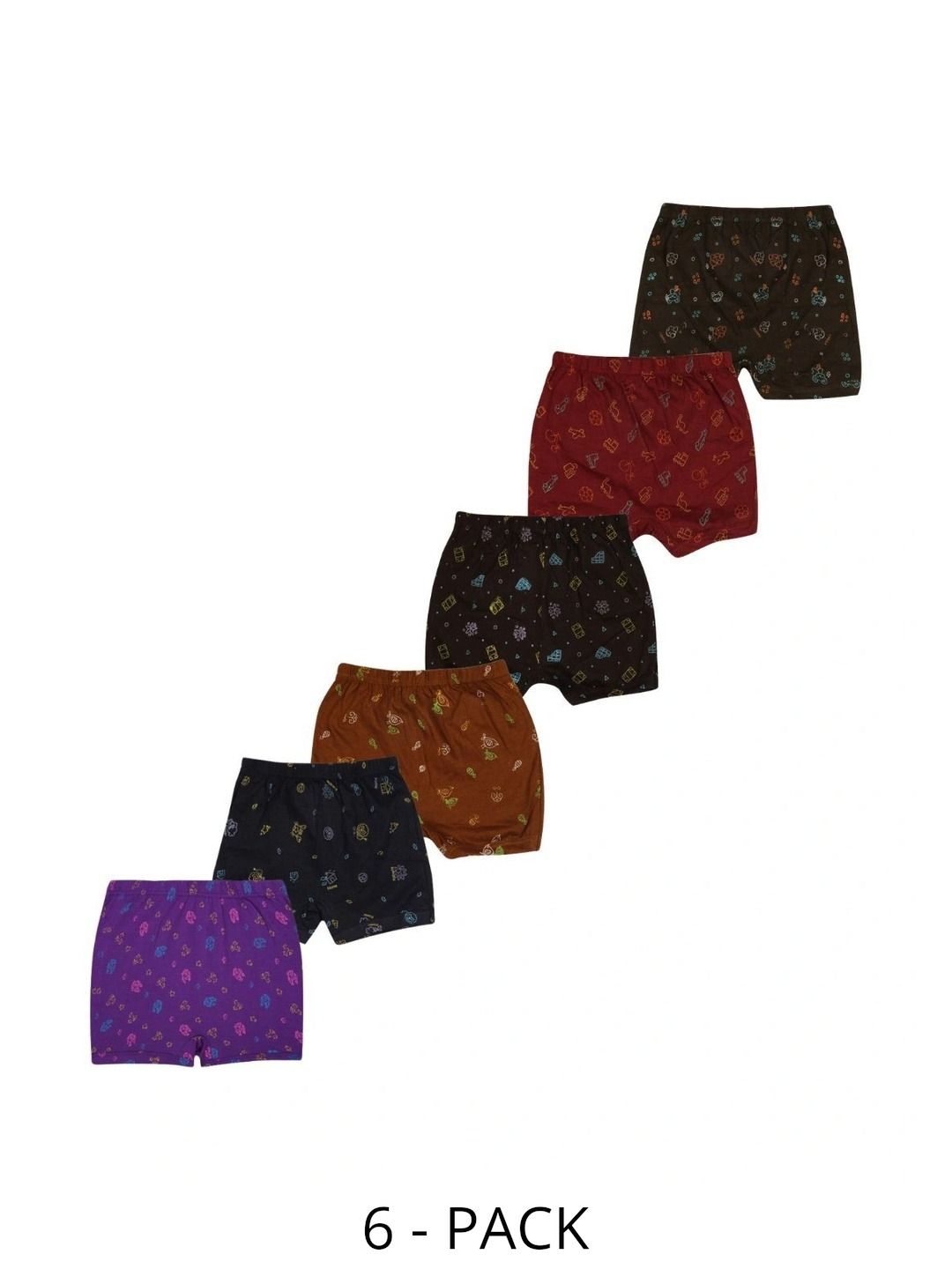 YELLOWDELIGHT Boys Pack of 6 Printed Assorted Cotton Boy Shorts-image-10
