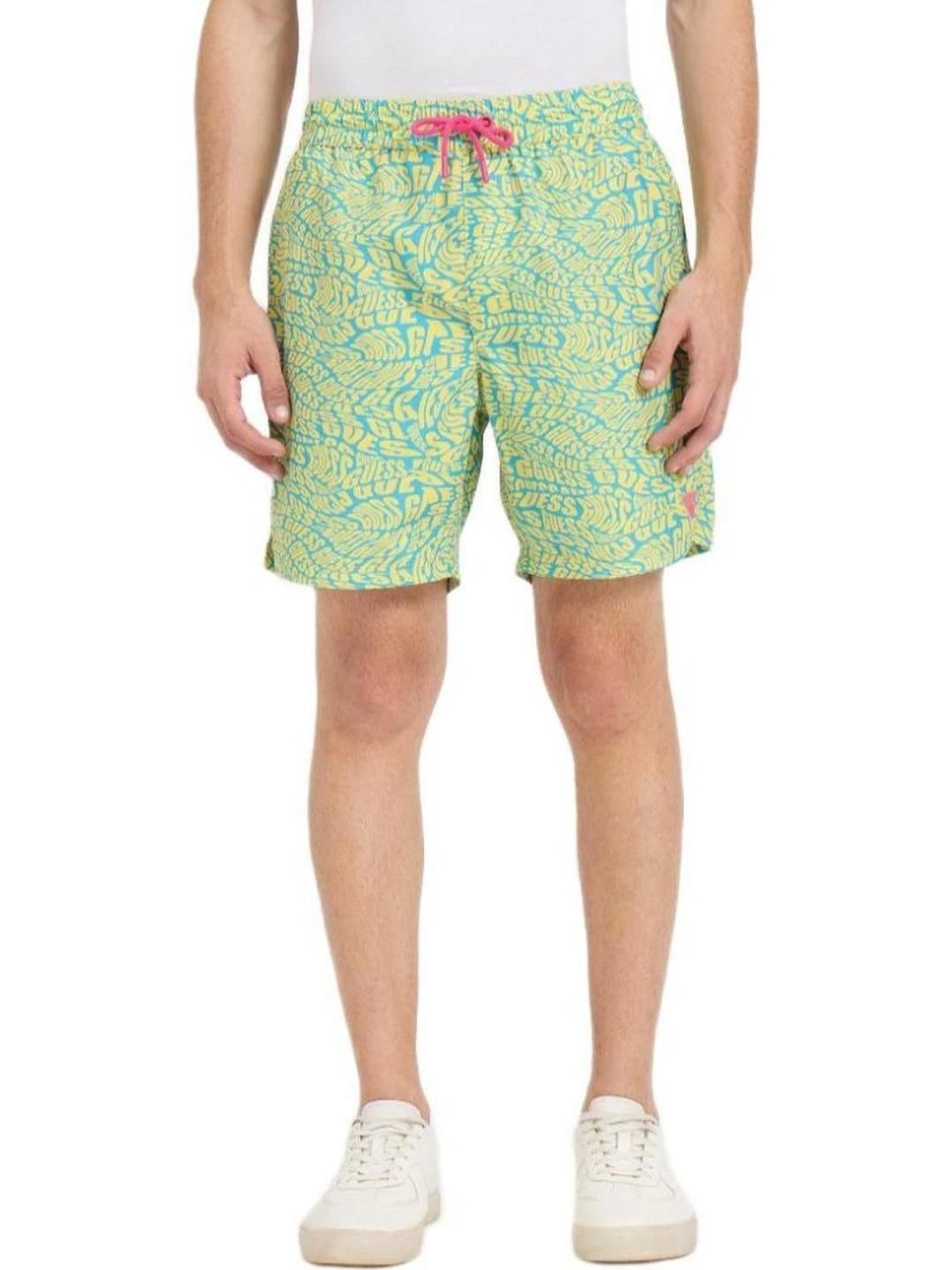 GUESS Men Typography Printed Low-Rise Shorts-picture-22