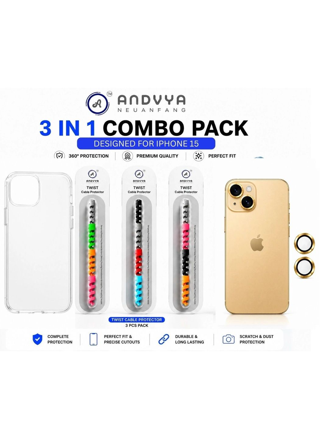 ANDVYA Solid Printed iPhone 15 Back Case Mobile Accessories-picture-31
