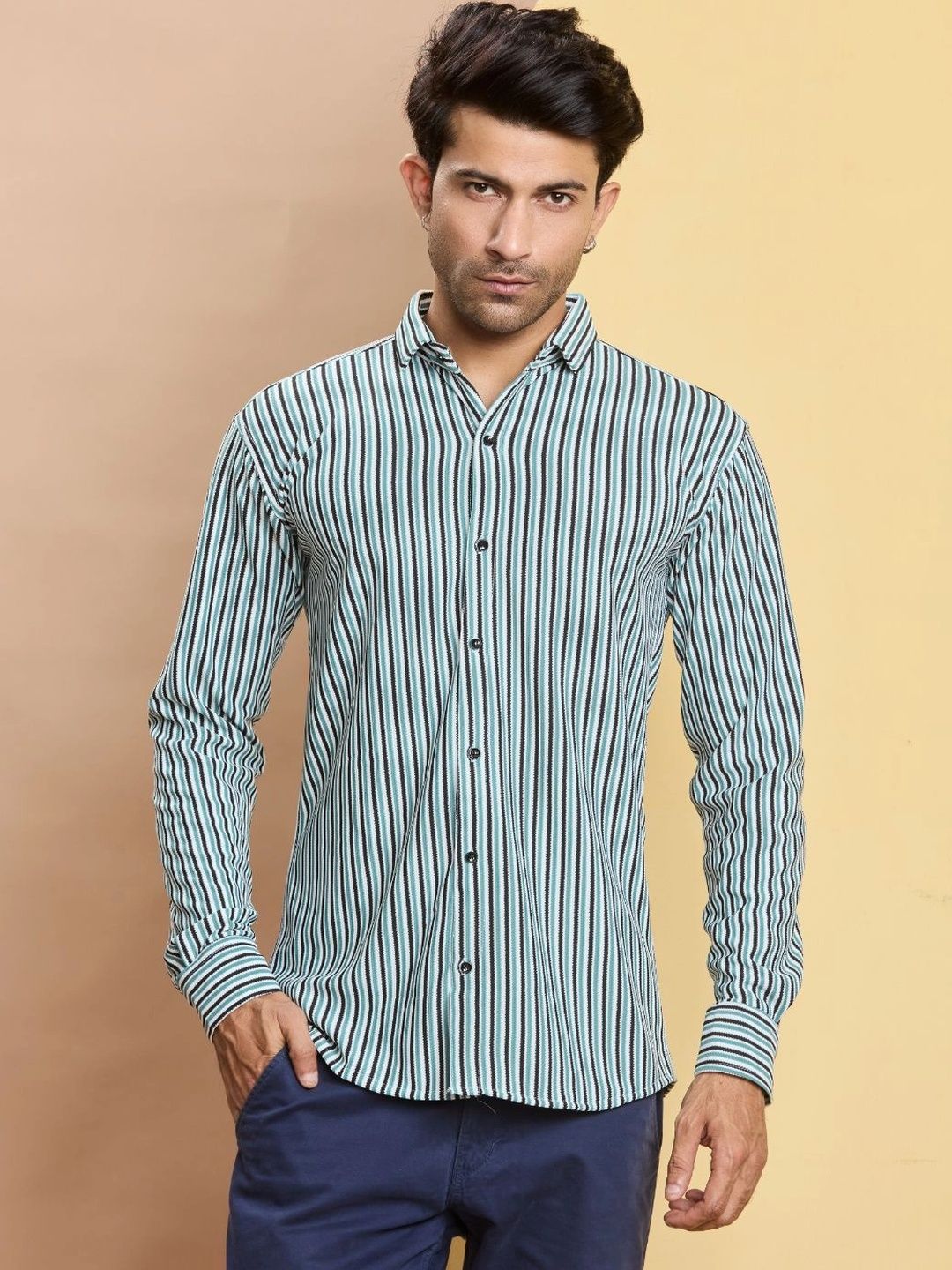 STONEBERG Men Slim Fit Striped Casual Shirt-picture-18